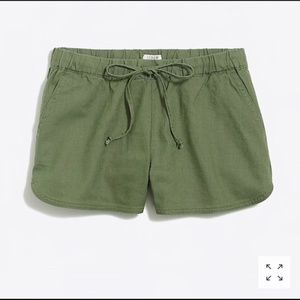 NWT J.Crew olive linen drawstring shorts- XS